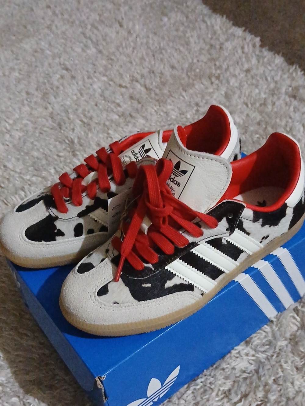 NWT ADIDAS COW FUR SAMBAS